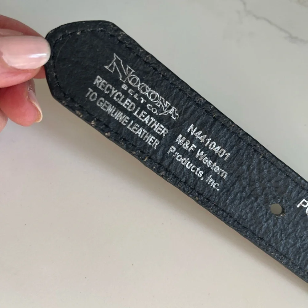 Nocona Kids Black Belt with Silver and Gold Buckle